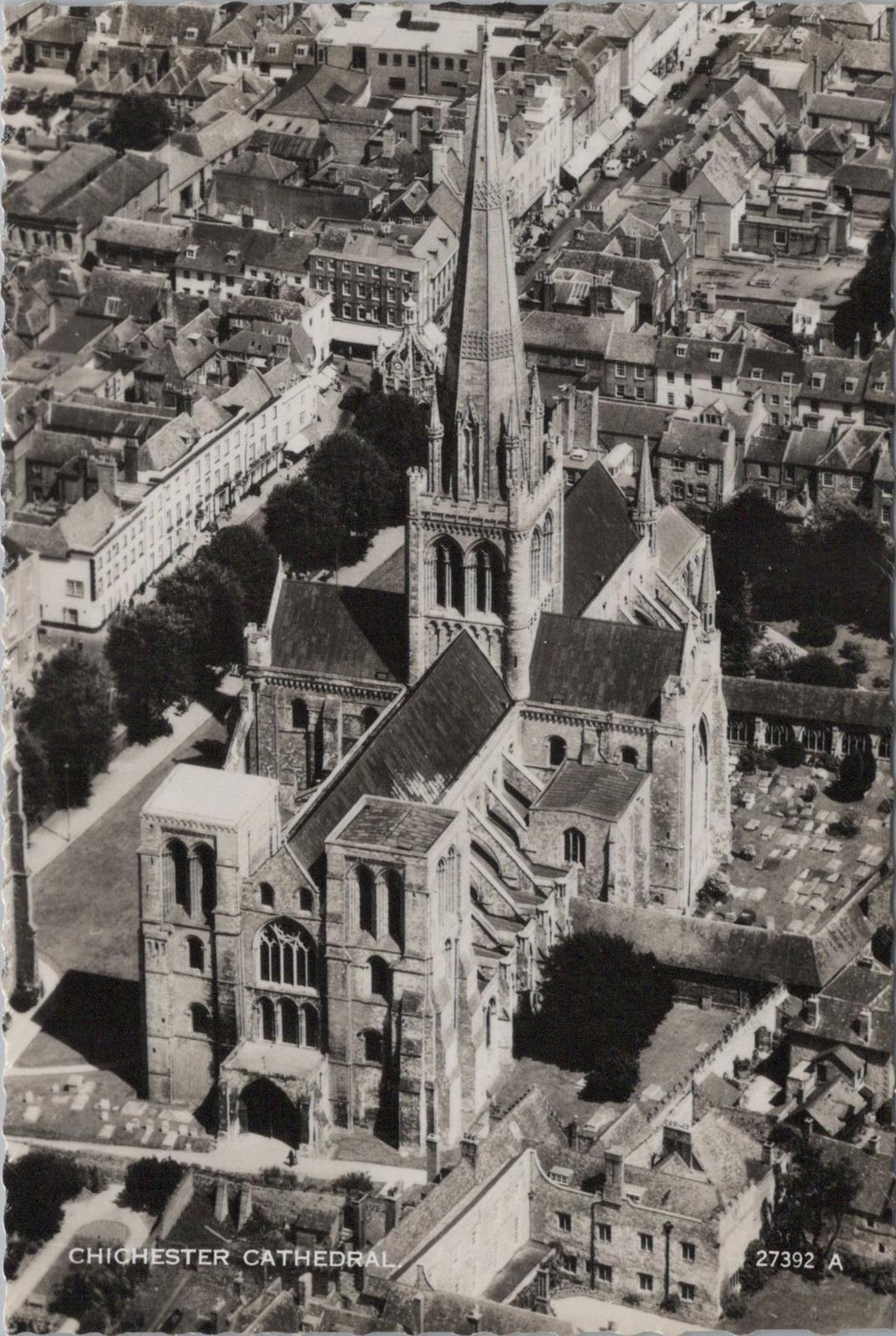 Sussex Postcard - Aerial View of Chichester Cathedral  RR23360