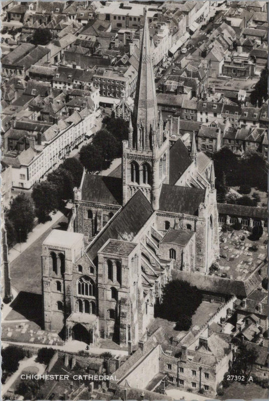Sussex Postcard - Aerial View of Chichester Cathedral  RR23360
