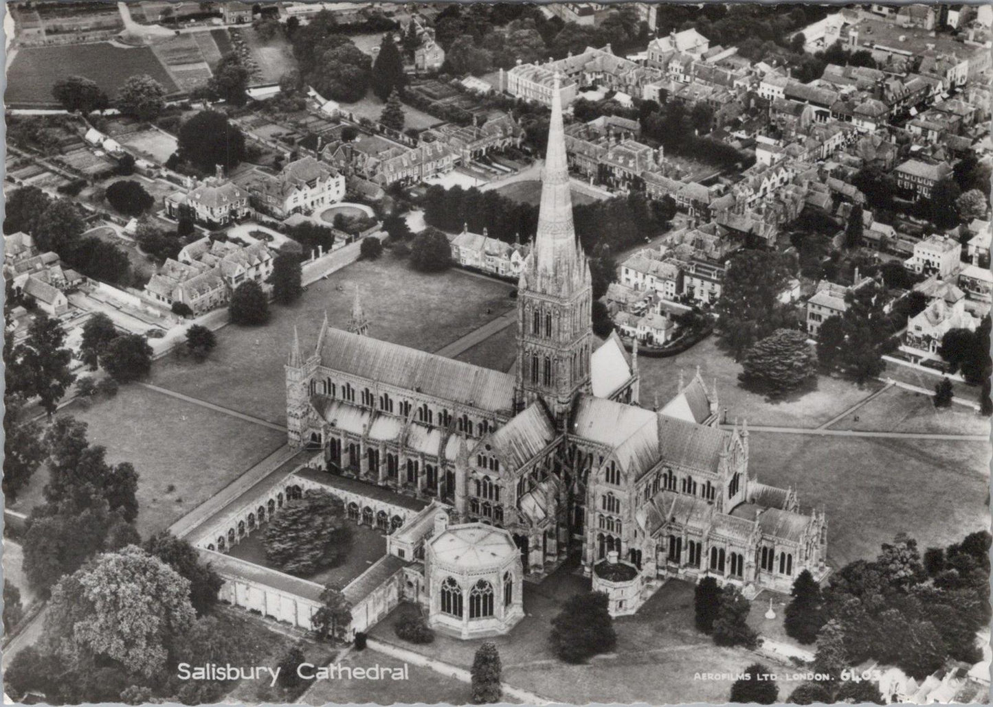 Wiltshire Postcard - Aerial View of Salisbury Cathedral  RR23365