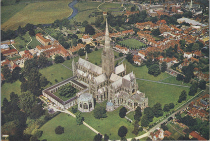 Wiltshire Postcard - Aerial View of Salisbury Cathedral   RR23393
