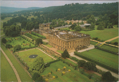 Derbyshire Postcard - Aerial View of Chatsworth House, Bakewell  RR23394