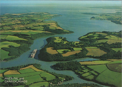 Cornwall Postcard - Aerial View of The River Fal and Carrick Roads  RR23396