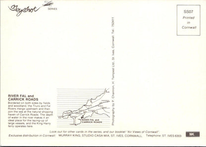Cornwall Postcard - Aerial View of The River Fal and Carrick Roads  RR23396
