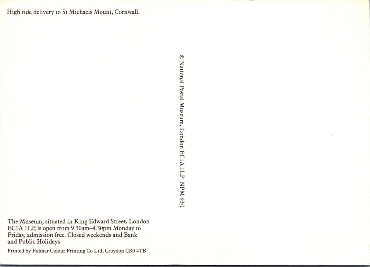 Cornwall Postcard - High Tide Delivery To St Michaels Mount   RR23405