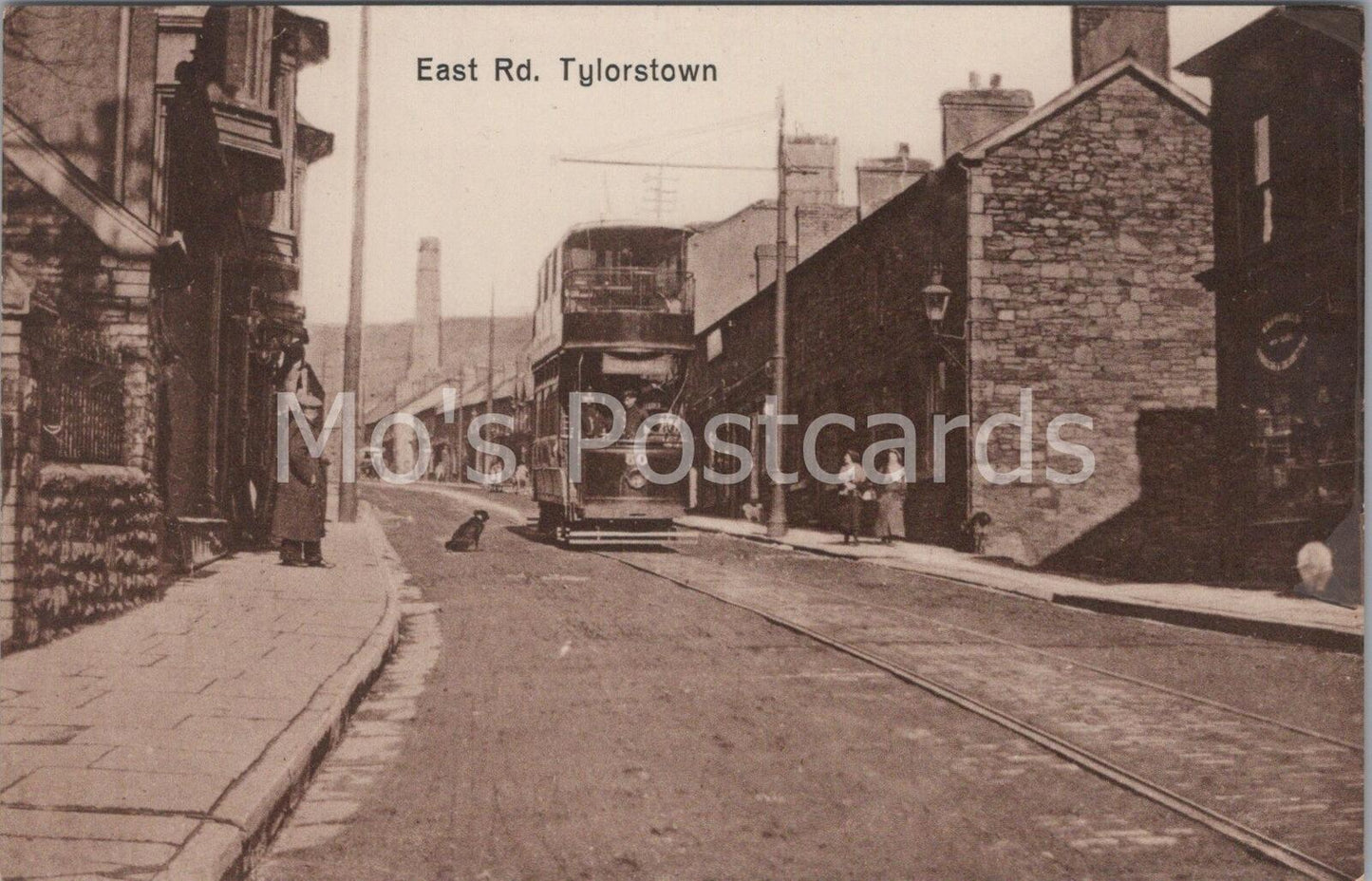 Wales Postcard: East Road Tylorstown Rhondda Tram and Street Scene BH2127