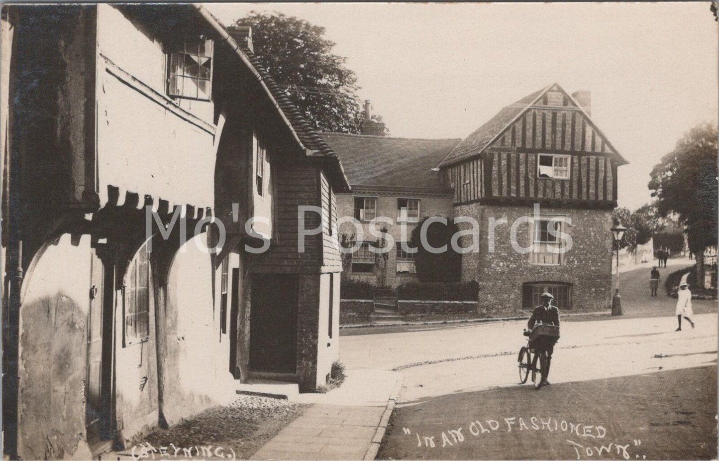 Sussex Postcard: Steyning "In An Old Fashioned Town" Boy on Bicycle BH2820