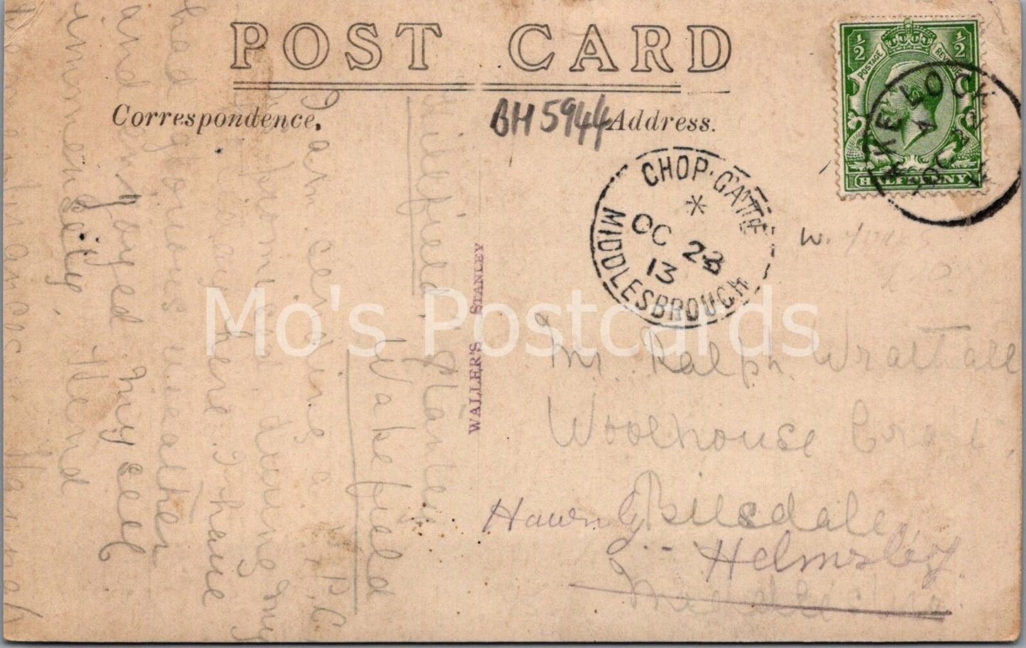 Stanley View County Durham Postcard 1913 Waller’s Vintage Co Durham RPPC -BH5944