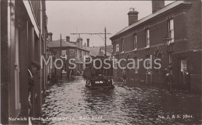 Norwich Floods Barn Road Norfolk Postcard 1912 Jarrold's Vintage RPPC View BR379