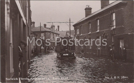 Norwich Floods Barn Road Norfolk Postcard 1912 Jarrold's Vintage RPPC View BR379