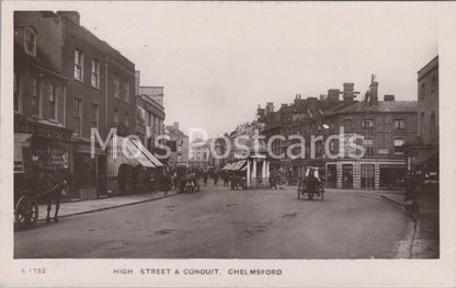 High Street & Conduit Chelmsford Essex Postcard Kingsway Vintage RPPC View