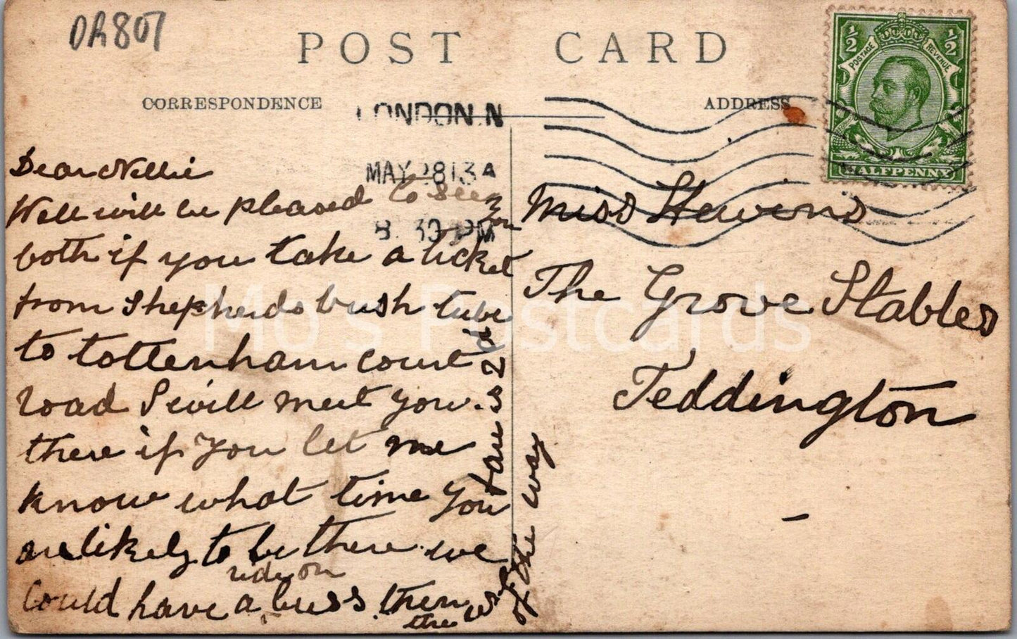 Whitefield's Male Voice Choir 1913 Social History London Postmarked RPPC DR807