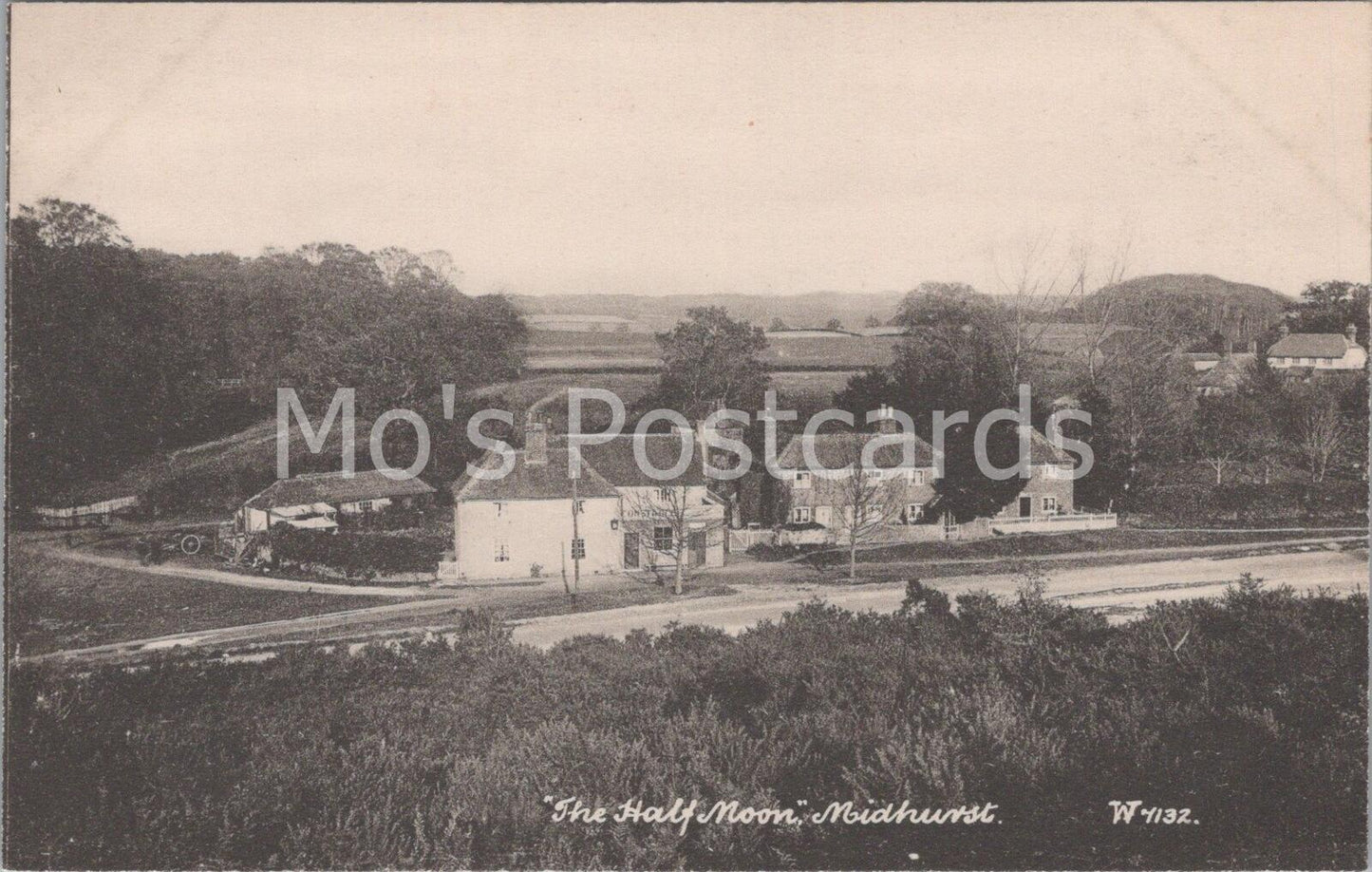 The Half Moon Pub, Sheet, Petersfield, Hampshire Vintage Printed Postcard E215