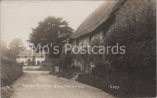 Shalbourne Village Wiltshire Crossroads Thatched Cottage RPPC Postcard EE490
