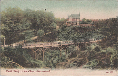 Dorset Postcard: Bournemouth Alum Chine Rustic Bridge 1905 Printed XT2478