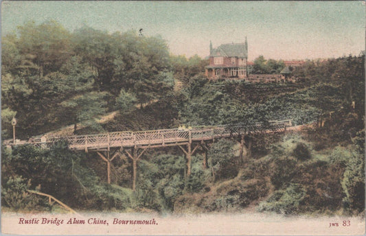 Dorset Postcard: Bournemouth Alum Chine Rustic Bridge 1905 Printed XT2478