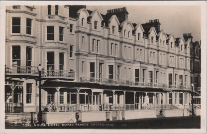 Sussex Postcard: Eastbourne York House Hotel Royal Parade Vintage RPPC XT2480