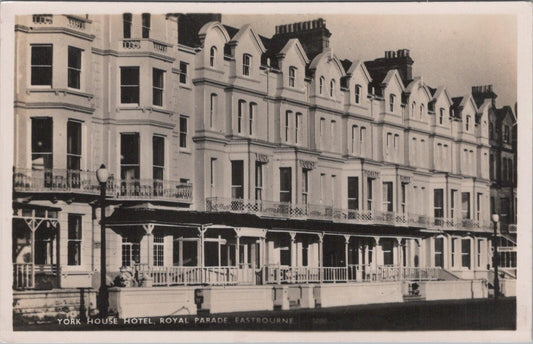 Sussex Postcard: Eastbourne York House Hotel Royal Parade Vintage RPPC XT2480