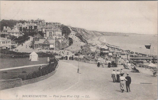 Dorset Postcard: Bournemouth View from West Cliff, LL No 3, Printed XT2494