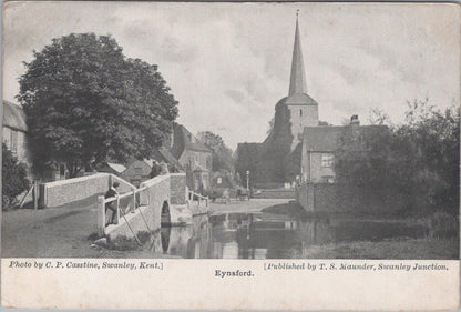 Kent Postcard: Eynsford The Bridge and Church 1904 Maunder Casstine  XT2495