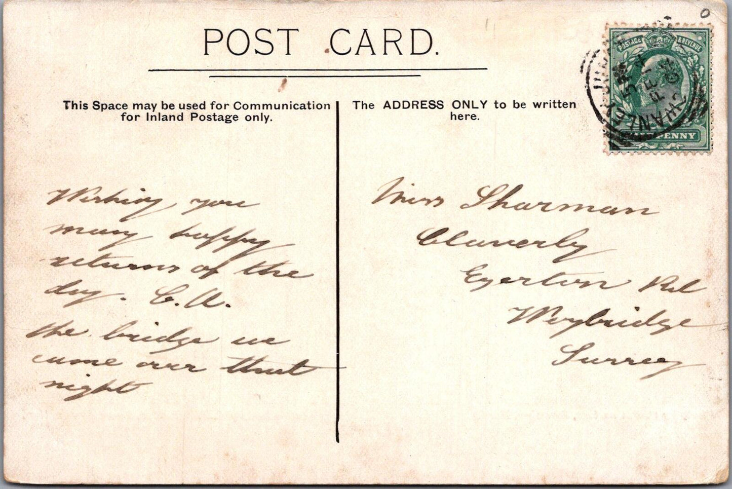 Kent Postcard: Eynsford The Bridge and Church 1904 Maunder Casstine  XT2495