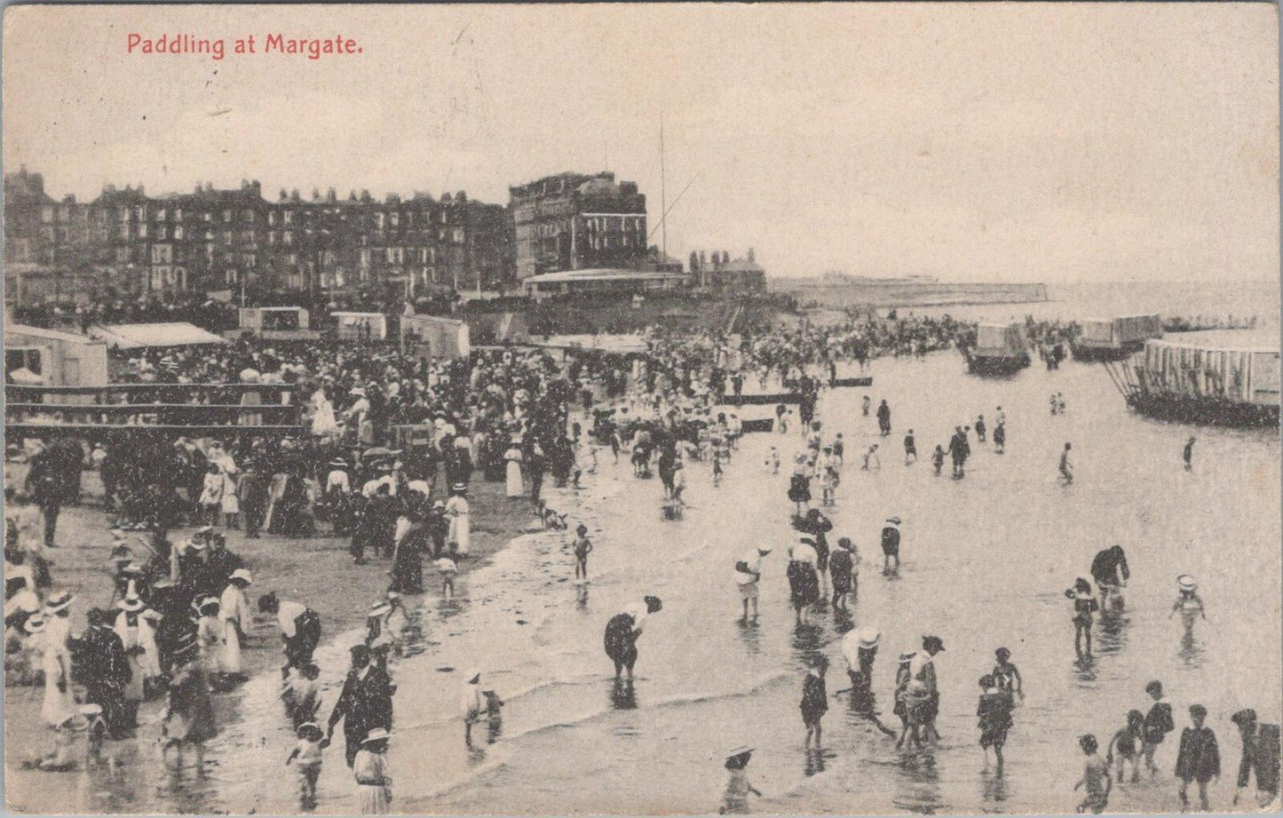 Kent Postcard: Margate Sands Paddling Bathing Machines 1912 Marine Series XT2496