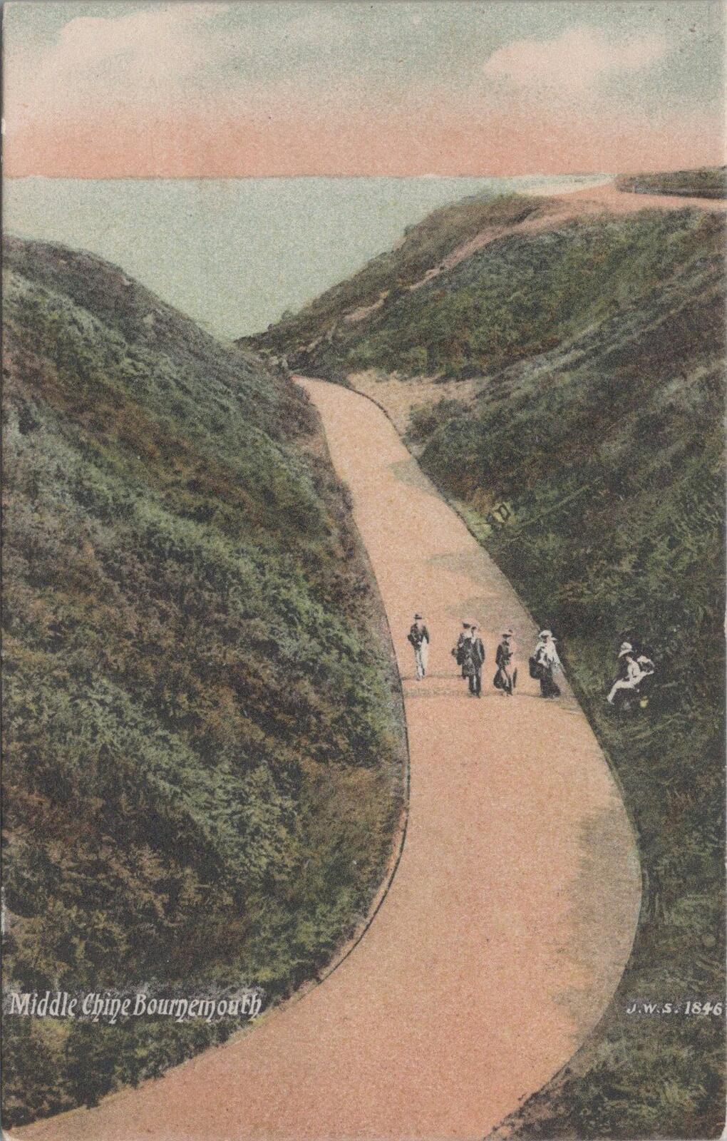 Hampshire Postcard: Bournemouth, Middle Chine Walk to Sea, 1900s, JWS XT2500