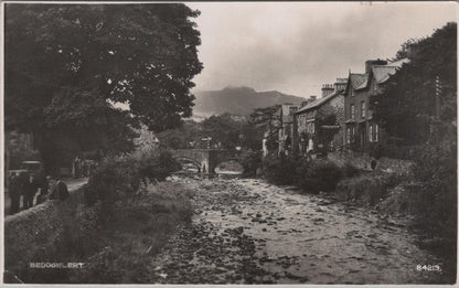 Wales Postcard: Beddgelert Bridge and River Glaslyn, 1930s, RPPC XT2509