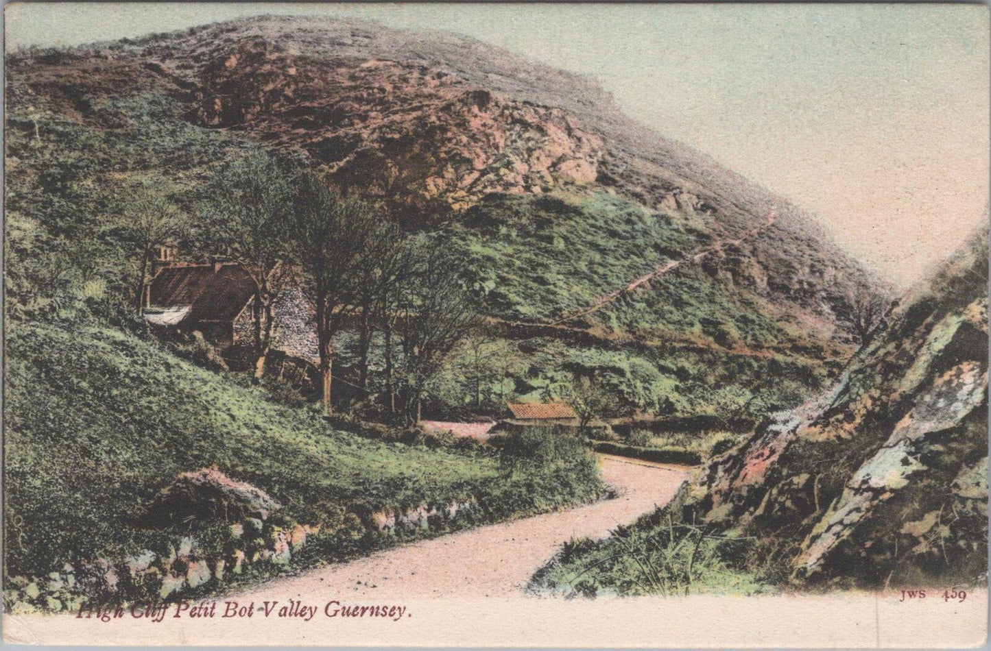 Guernsey Postcard: Petit Bot Valley High Cliff JWS 459 Posted 1905  XT2519