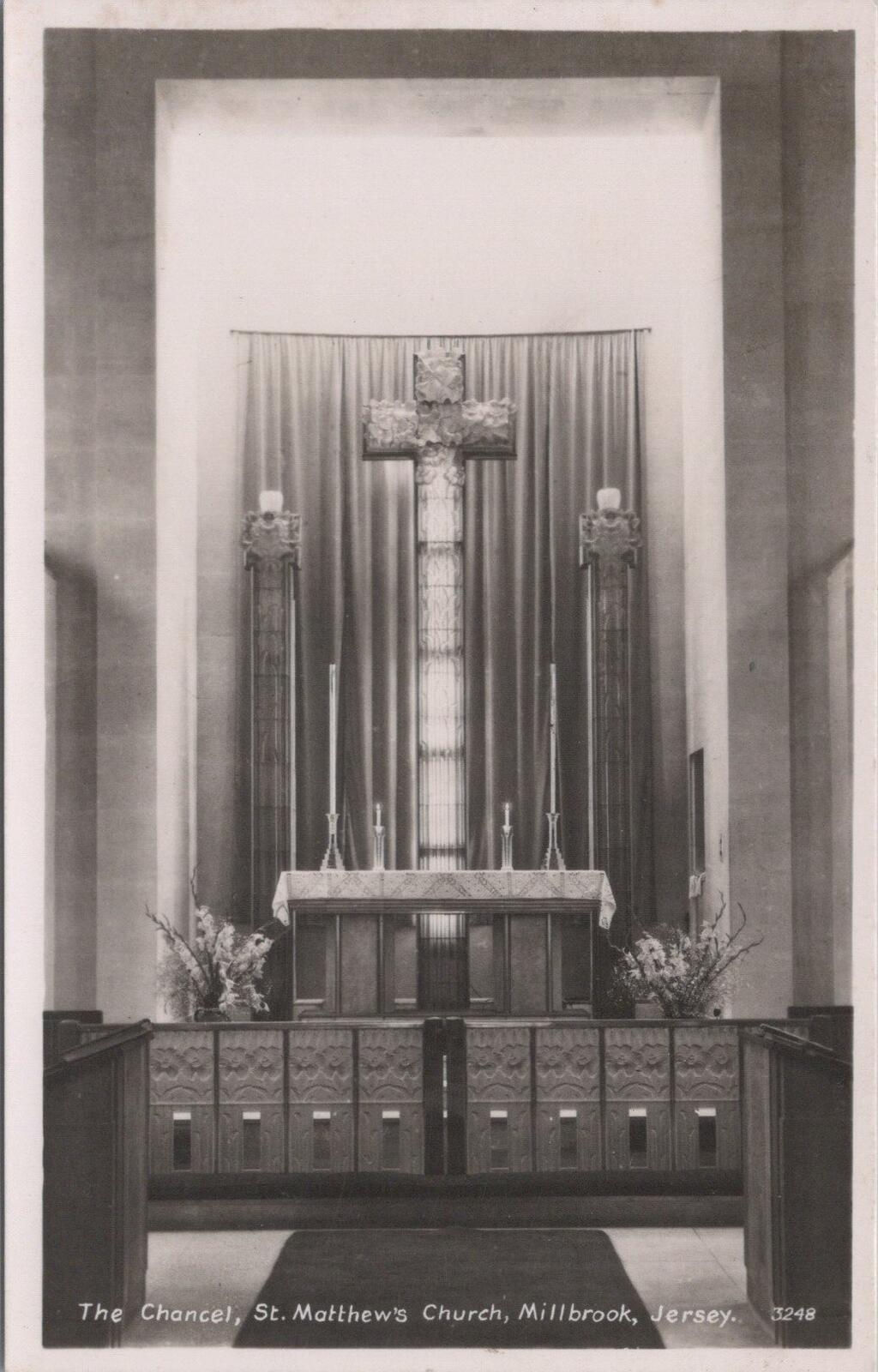 Jersey Postcard: St Matthew's Church Millbrook Glass Church Lalique RPPC XT2521