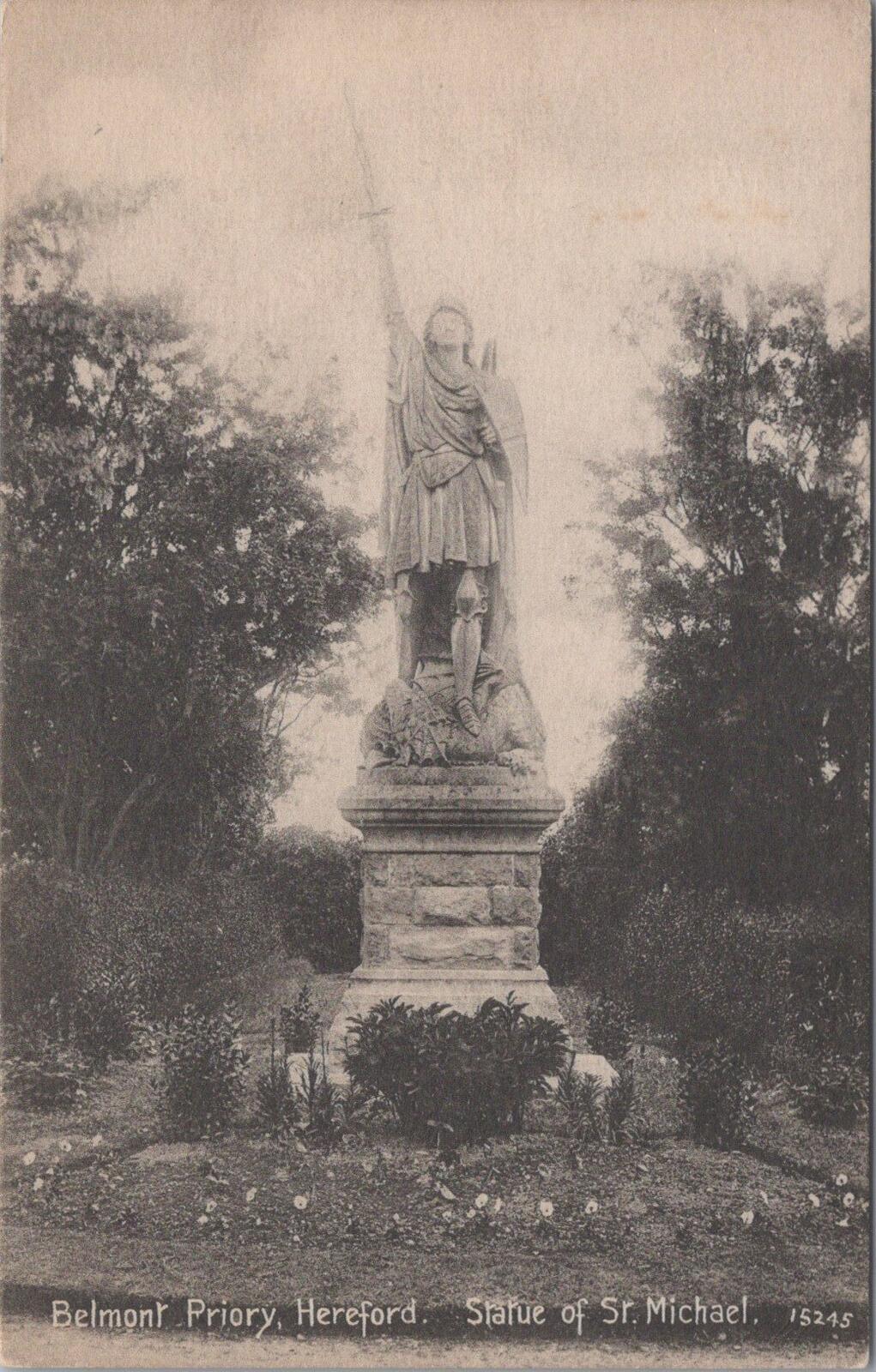 Herefordshire Postcard: Belmont Priory Hereford Statue of St Michael 1910s XT2522