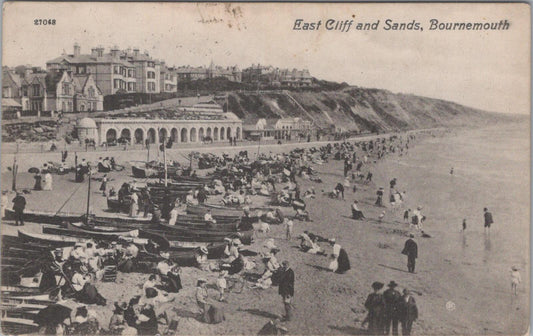 Dorset Postcard: Bournemouth East Cliff and Sands Posted 1908 - XT2932