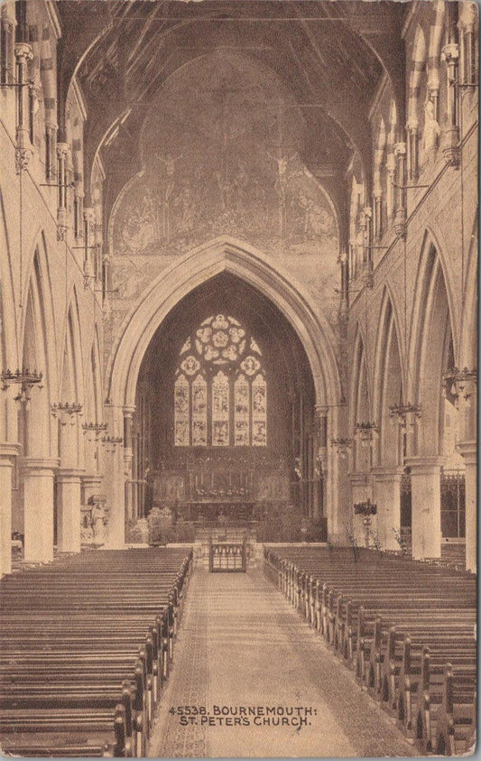 Dorset Postcard: Bournemouth St Peter’s Church Interior Nave 1917 - XT2933