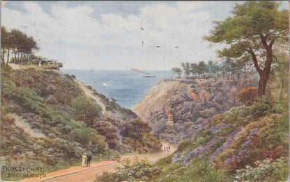 Hampshire Postcard: Bournemouth Durley Chine Coastal View Art 1910s Litho XT2938