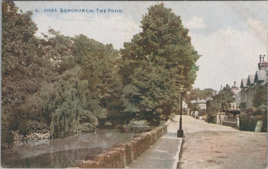 Isle of Wight Postcard:Bonchurch The Pond Scenic Village Road 1910s Litho XT2946