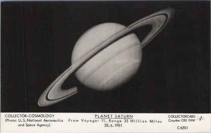 Space Postcard:Planet Saturn Voyager 2 NASA Space Probe Flyby 1981 Photo RS30037