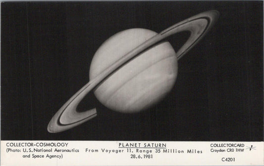 Space Postcard:Planet Saturn Voyager 2 NASA Space Probe Flyby 1981 Photo RS30037