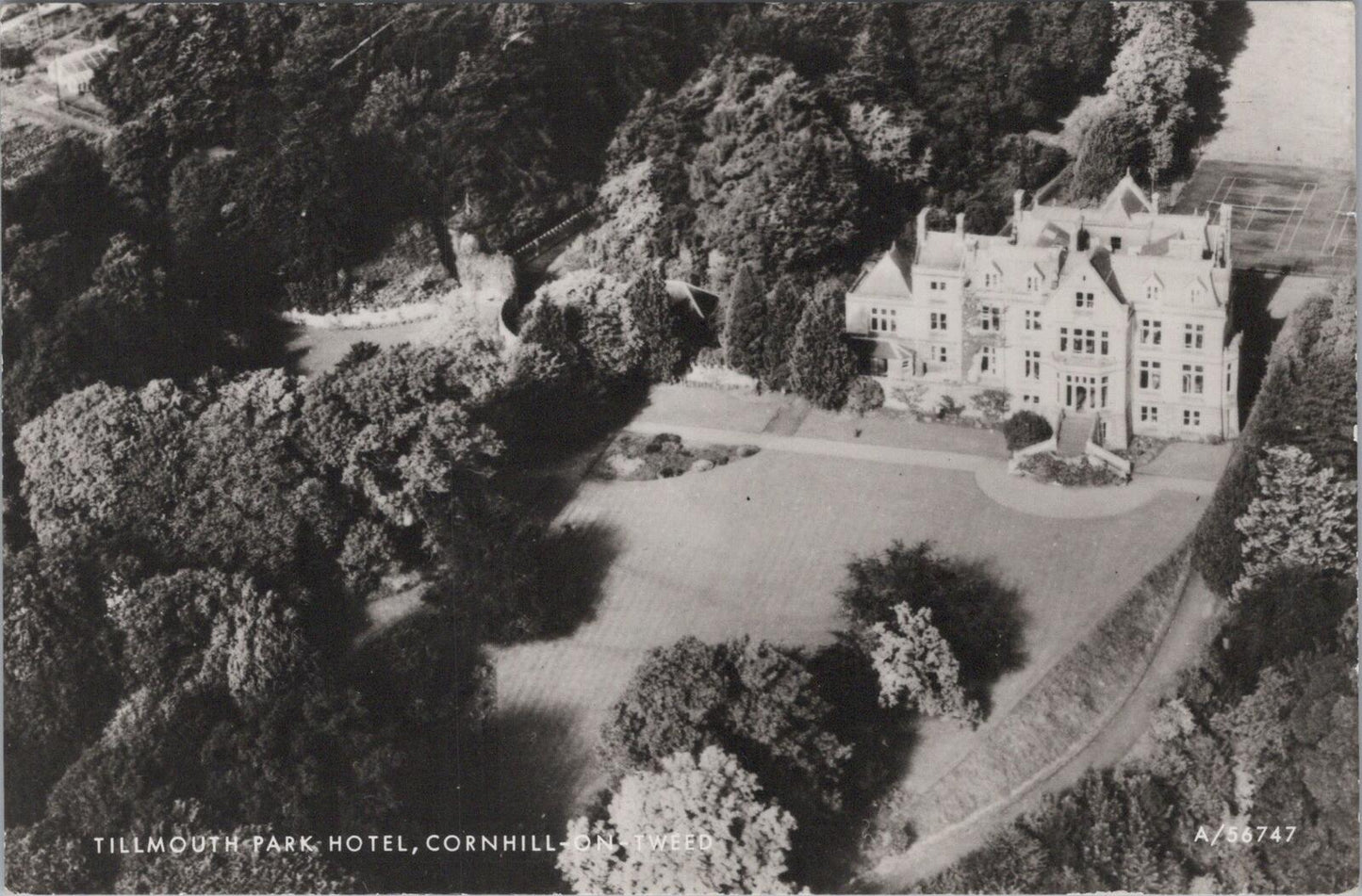 Northumberland Postcard: Tillmouth Park Hotel Cornhill-on-Tweed Aerial  XT3228