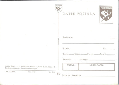 Romania Postcard: Moneasa Arad Spa Resort Cantina Restaurant   XT3230