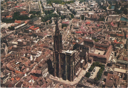 France Postcard: Strasbourg Bas-Rhin La Cathedrale Aerial View 1960s XT3233