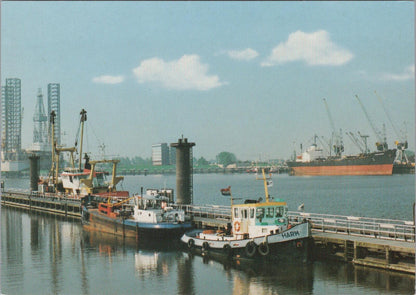 Netherlands Postcard: Delfzijl Havengezicht Harbour Port View Meulen 1970s XT3234