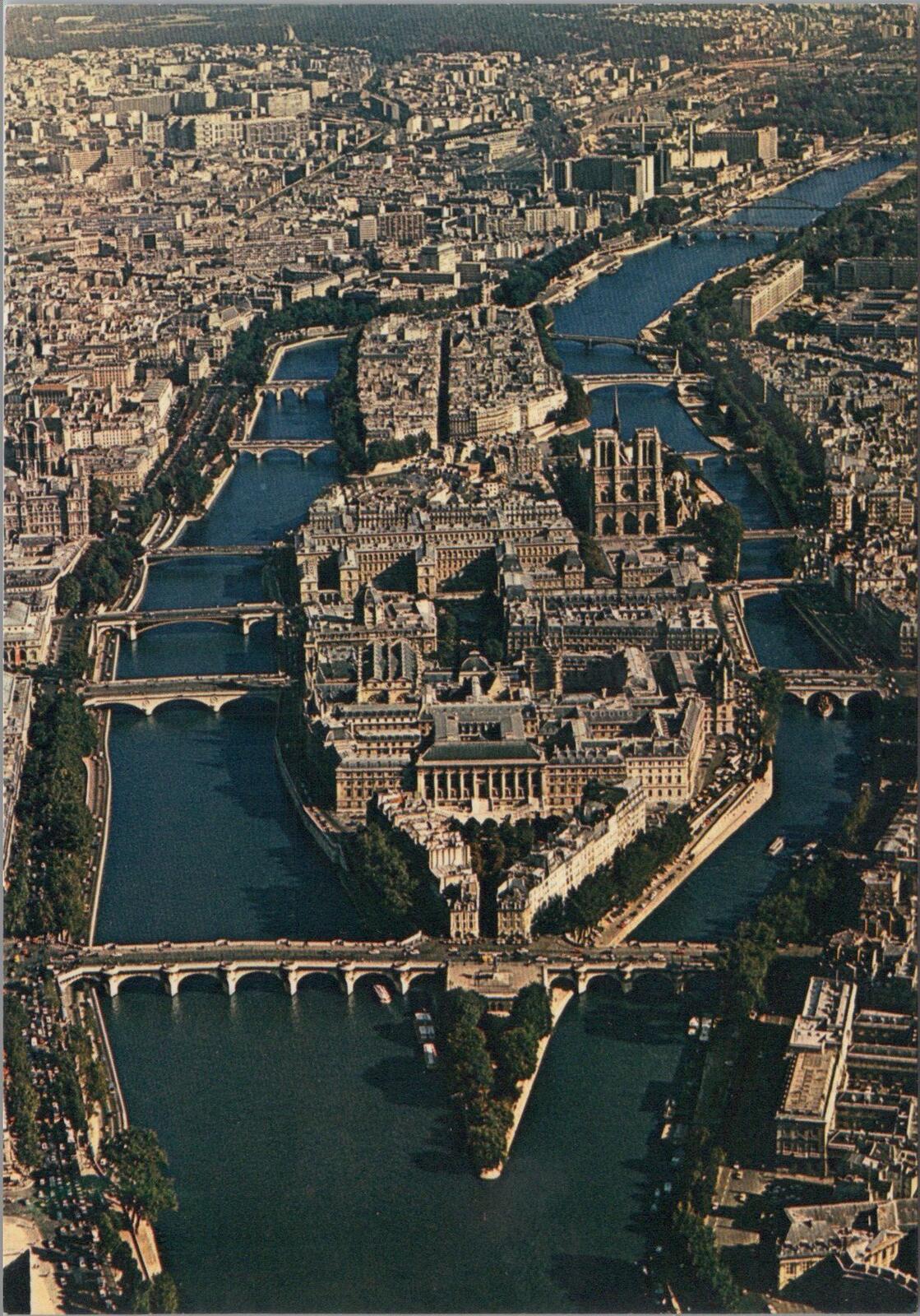 France Postcard: Paris En Survolant La Seine Ile De La Cite Notre Dame  XT3236