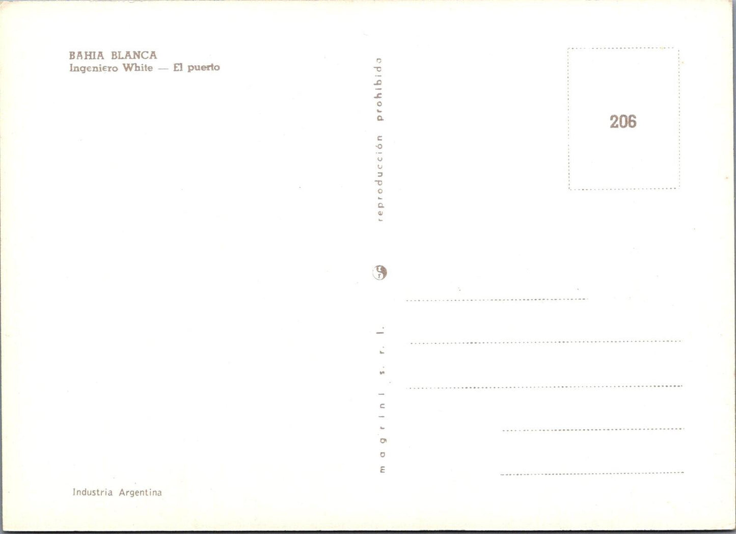 Argentina Postcard: Bahia Blanca Ingeniero White El Puerto 1970s Chrome XT3255