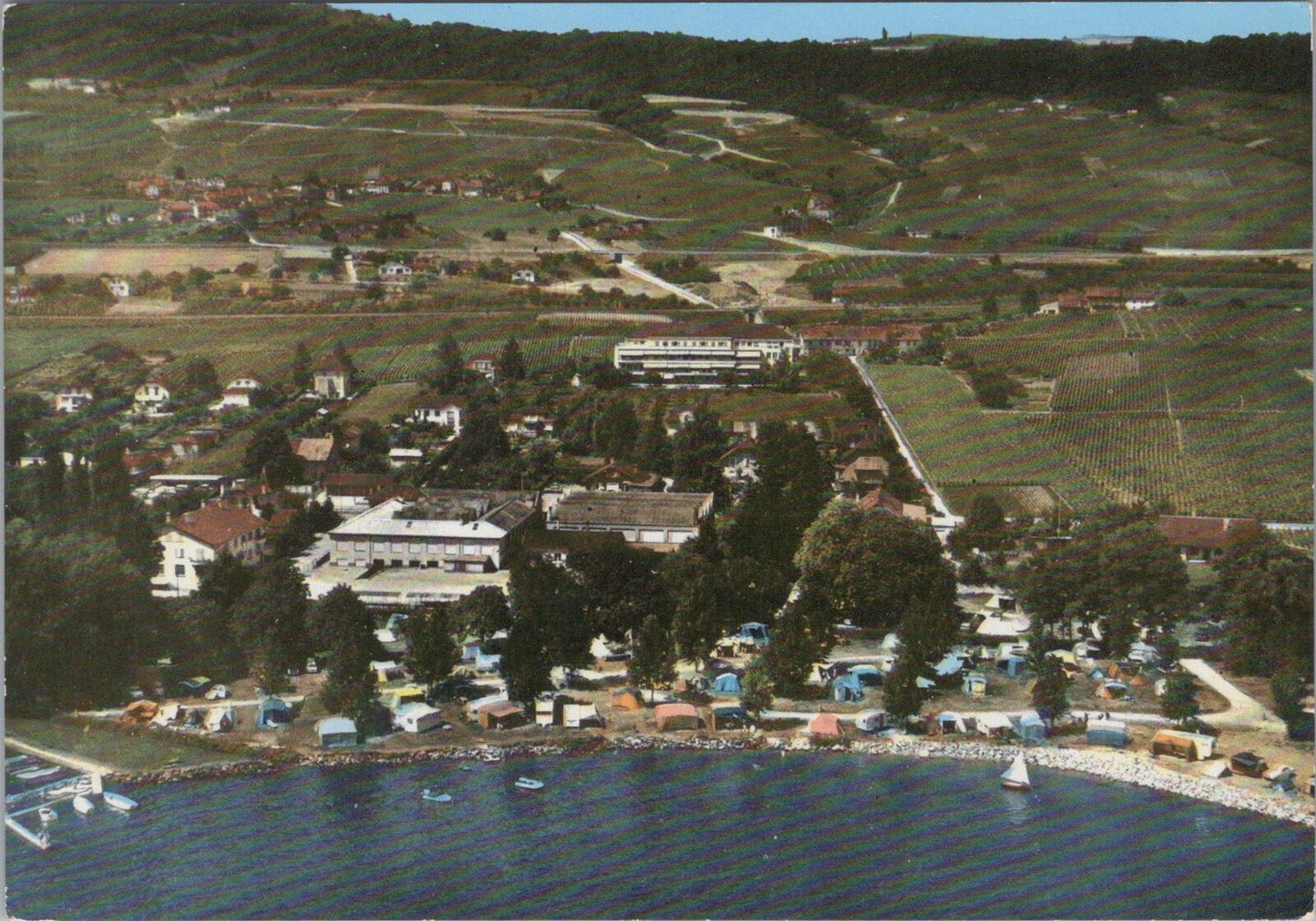 Switzerland Postcard: Rolle Et Son Camping Aerial View Vaud 1960s Chrome XT3256