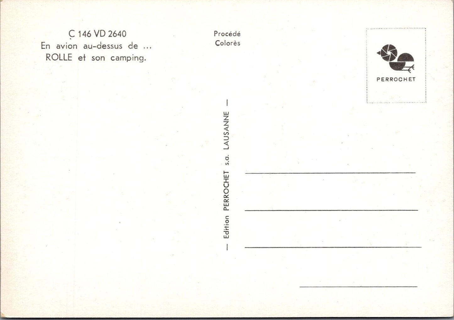 Switzerland Postcard: Rolle Et Son Camping Aerial View Vaud 1960s Chrome XT3256