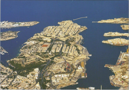 Malta Postcard: Valletta Aerial View Marsamxetto Grand Harbour XT3257