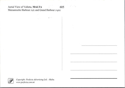 Malta Postcard: Valletta Aerial View Marsamxetto Grand Harbour XT3257