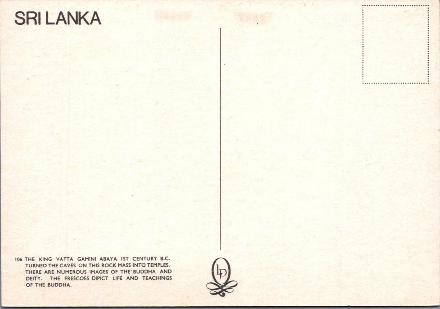Sri Lanka Postcard: Dambulla Cave Temple Vatta Gamini Abaya  XT3258
