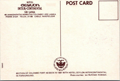 Sri Lanka Postcard:Colombo Fort Hotel Ceylon InterContinental 1981 Chrome XT3259