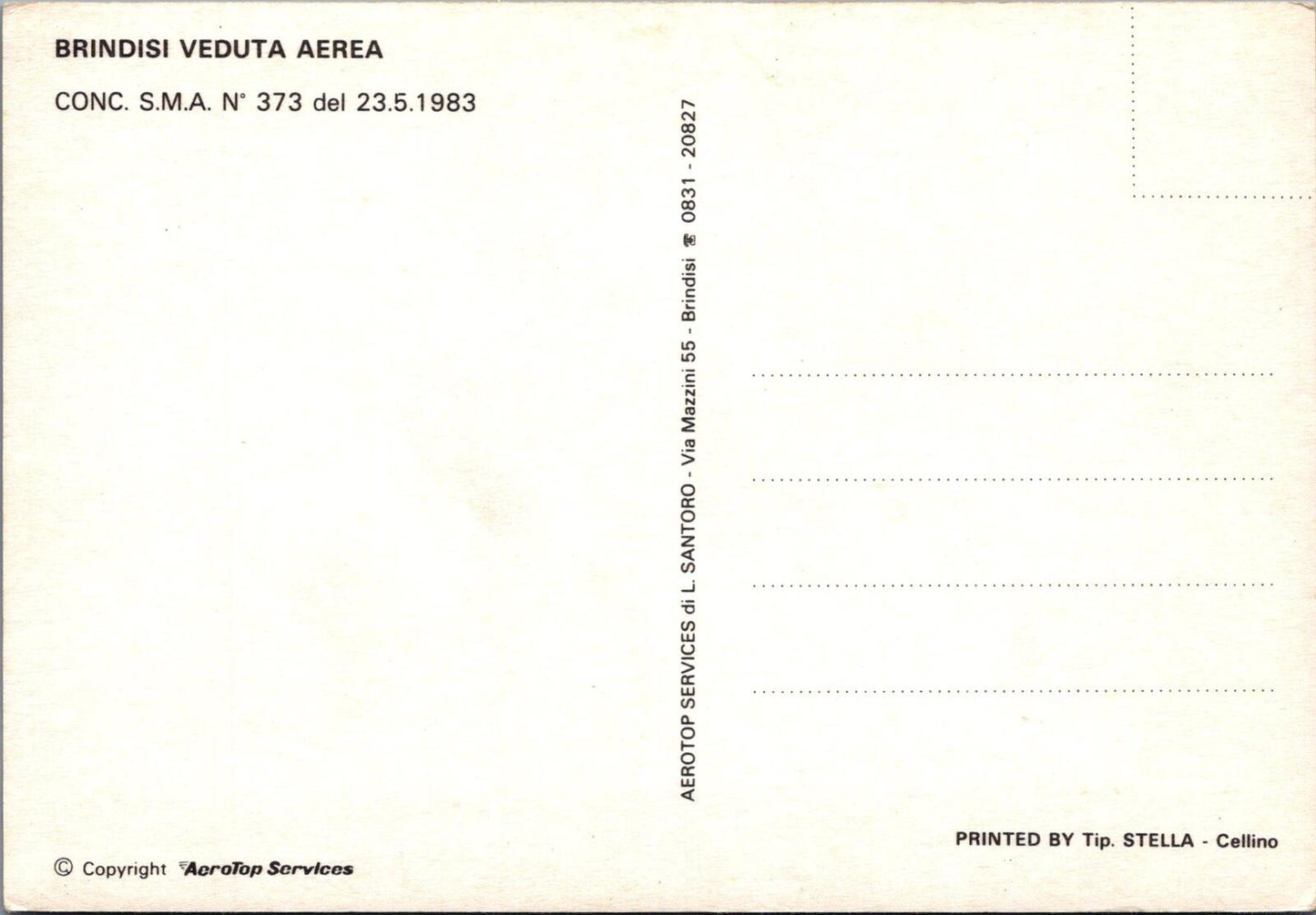 Italy Postcard: Brindisi Veduta Aerea Port Puglia Aerial View  XT3262