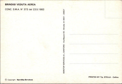 Italy Postcard: Brindisi Veduta Aerea Port Puglia Aerial View  XT3262